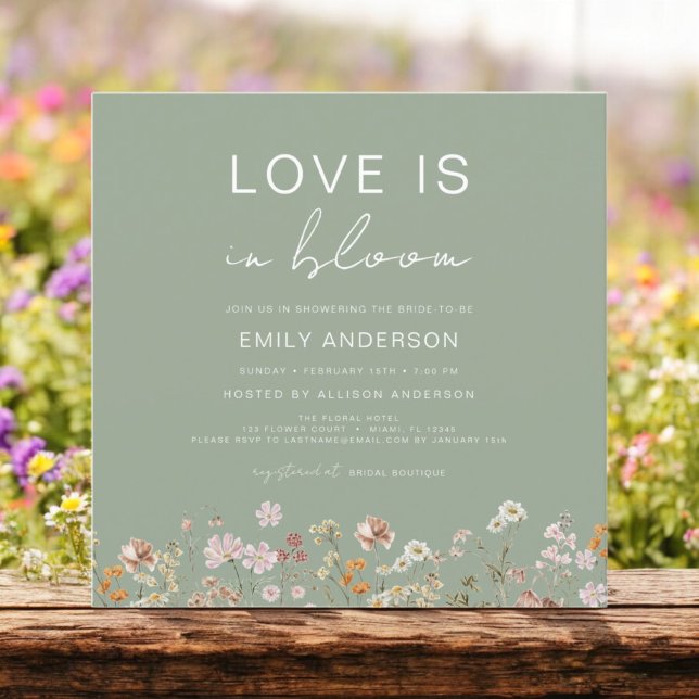 Love is in Bloom Wildflower Bridal Shower Invitation (Creator Uploaded)