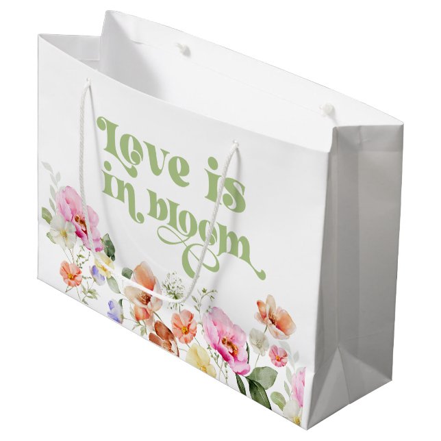 Love is in bloom wildflower bridal shower large gift bag (Front Angled)