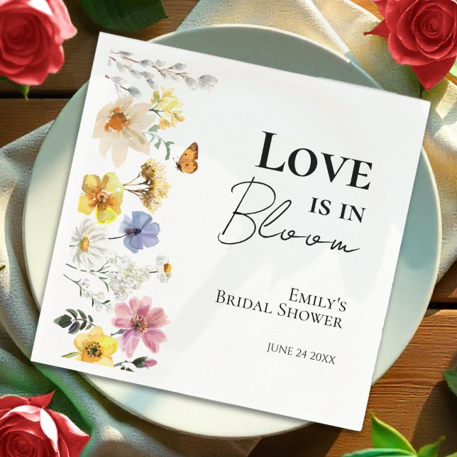 Love is in Bloom | Wildflower Bridal Shower Napkin (Creator Uploaded)