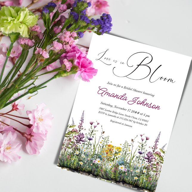 Love is in Bloom Wildflower Floral Bridal Shower Invitation (Creator Uploaded)