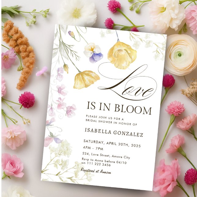 Love is In Bloom Wildflower Floral Bridal Shower Invitation (Love is in Bloom Wildflower Floral Bridal Shower Invitation)