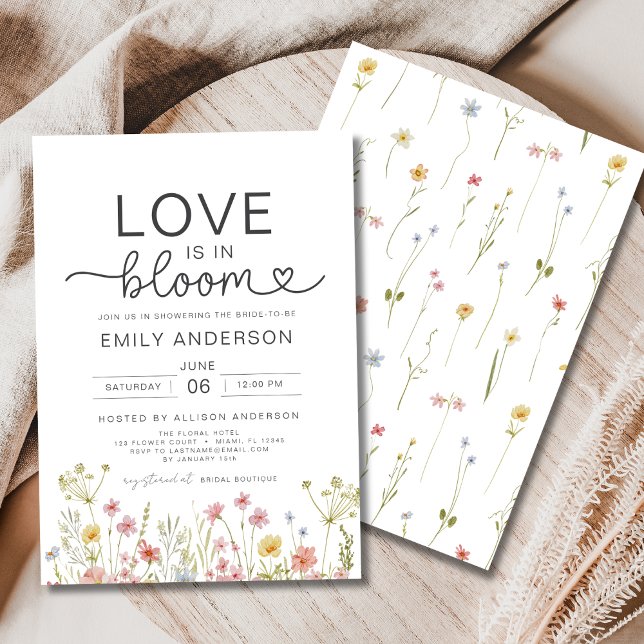 Love is in Bloom Wildflower Floral Bridal Shower Invitation (Creator Uploaded)