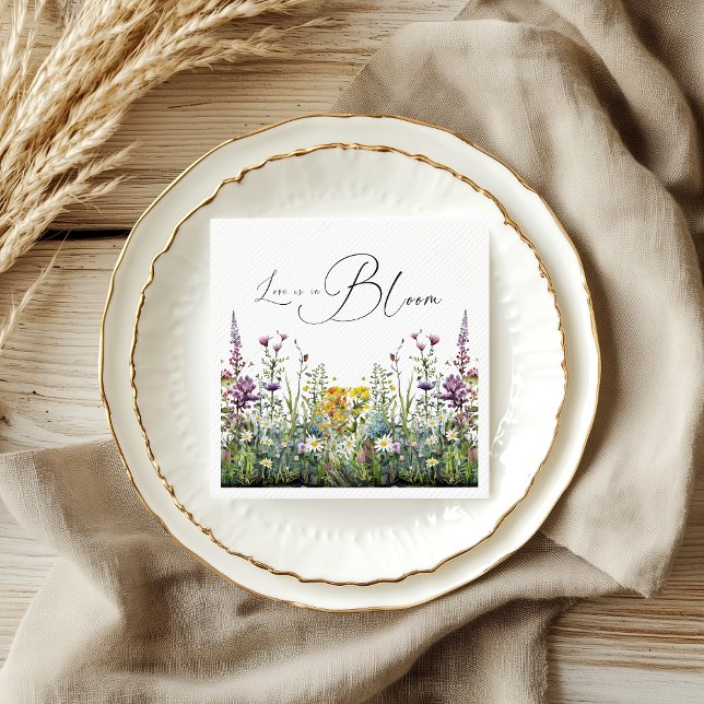 Love is in Bloom Wildflower Floral Bridal Shower Napkin (Creator Uploaded)