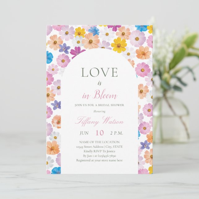 Love is in Bloom Wildflower Garden Bridal Shower Invitation (Standing Front)