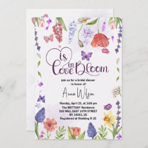 love is in bloom wildflower spring bridal shower invitation