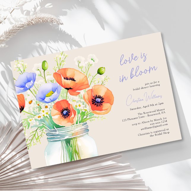 Love Is In Bloom Wildflowers Bridal Shower Invitation (Creator Uploaded)