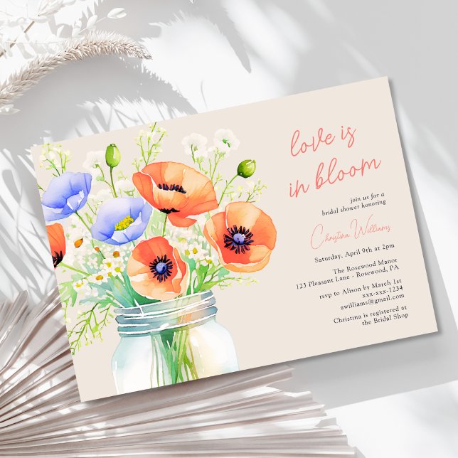 Love Is In Bloom Wildflowers Bridal Shower Invitation (Creator Uploaded)