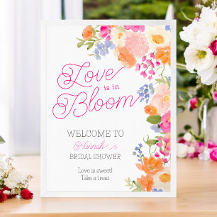 Love is in bloom wildflowers floral bridal welcome poster