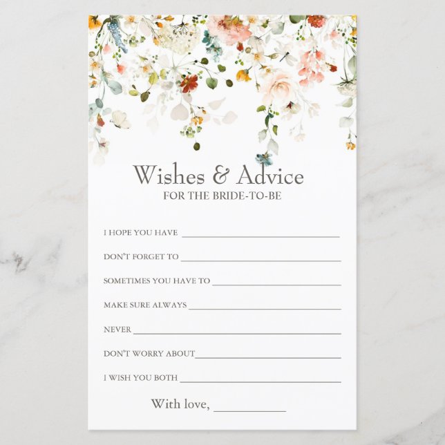 Love is in Bloom Wishes & Advice Shower Game (Front)