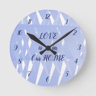 Love is in Our Home Blue Geometric Clock