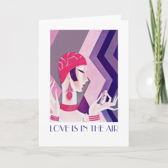 Love is in the Air. Art Deco Valentine's Day Card (Front)