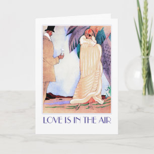 Love is in the Air. Art Deco Valentine's Day Card