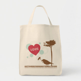 Love Is In The Air Bird Design Grocery Tote Bag