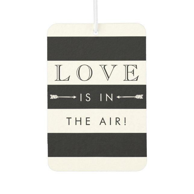 Love Is In the Air | Black & White Wedding Favour Car Air Freshener (Front)