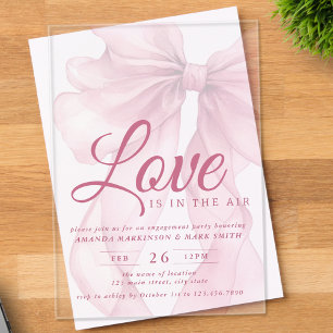 Love Is In The Air Bow Mauve Engagement Party Acrylic Invitations