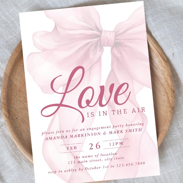 Love Is In The Air Bow Mauve Engagement Party Invitation (Creator Uploaded)