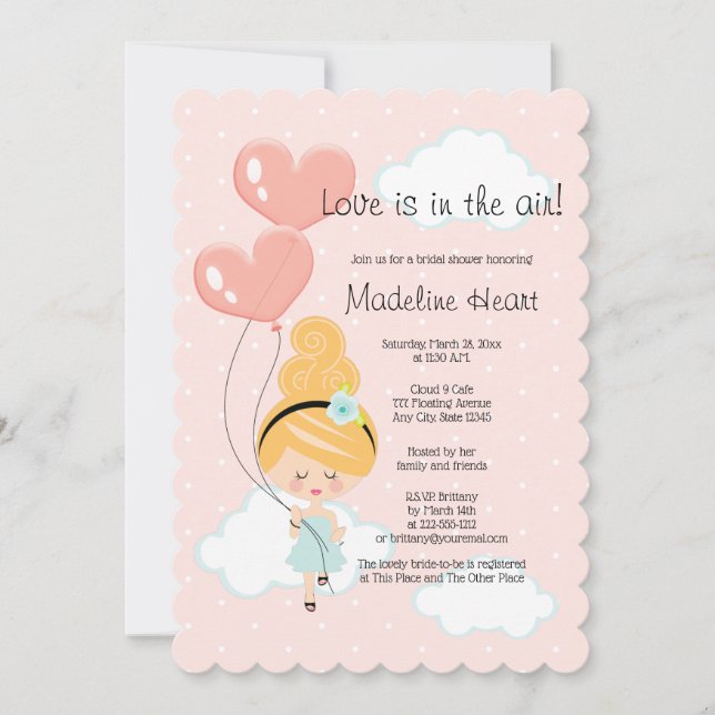 Love Is In the Air Bridal Shower Blonde On Cloud 9 Invitation (Front)