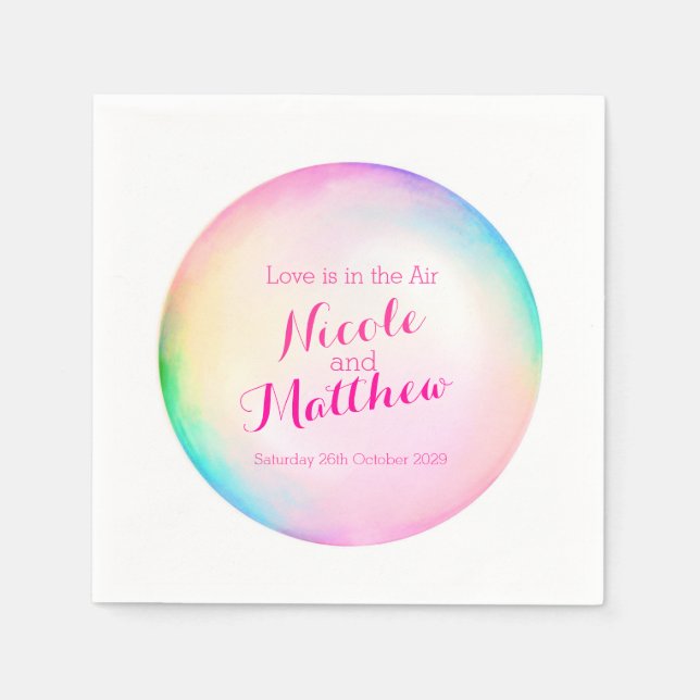 Love is in the air bubble personalised napkins (Front)
