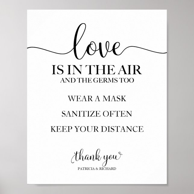 Love is In The Air But So Are Germs Sign (Front)