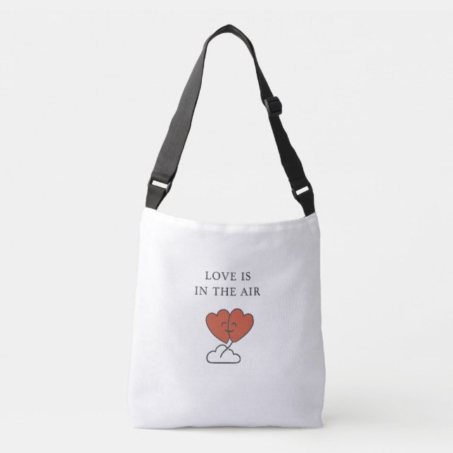 “Love is in the Air” Cute Hugging Hearts Tote Bag (Front)