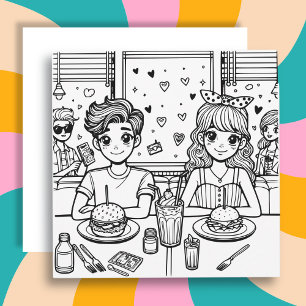Love is in the Air Diner   Adult Colouring Page