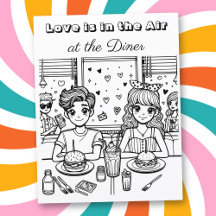 Love is in the Air Diner | Adult Colouring Page