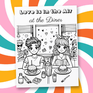 Love is in the Air Diner Adult Colouring Page