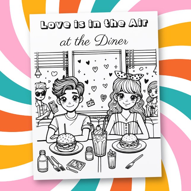 Love is in the Air Diner | Adult Colouring Page (Creator Uploaded)