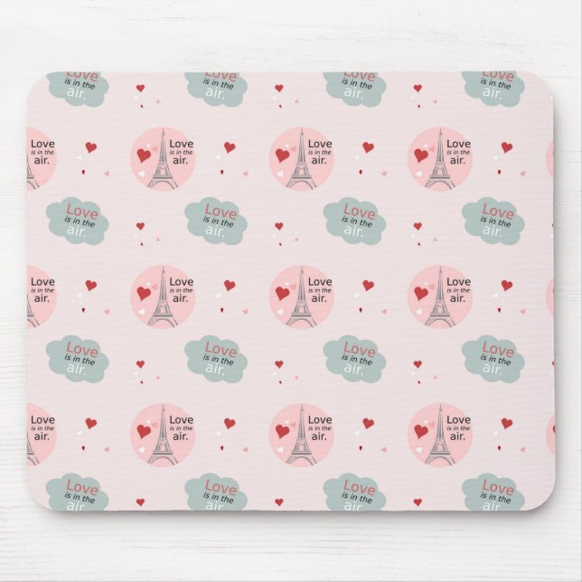 Love is in the air eiffel tower and hearts patter mouse pad (Front)