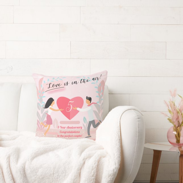 "Love is in the Air!" Enamoured Couple Anniversary Cushion (Couch)