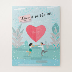 "Love is in the Air!" Enamoured Couple Modern Jigsaw Puzzle