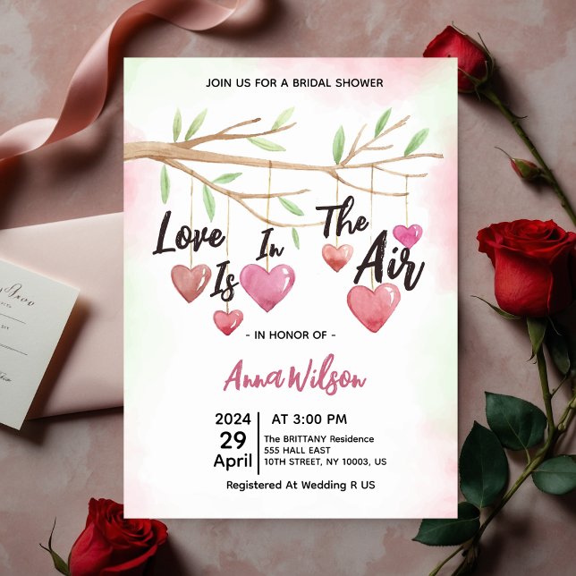 Love Is In The Air Hanging String Bridal Shower  Invitation (Creator Uploaded)