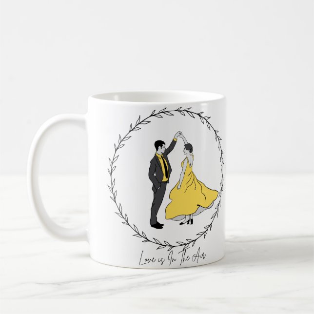 "Love is in the air"  happy couple, Happy Wedding Coffee Mug (Left)