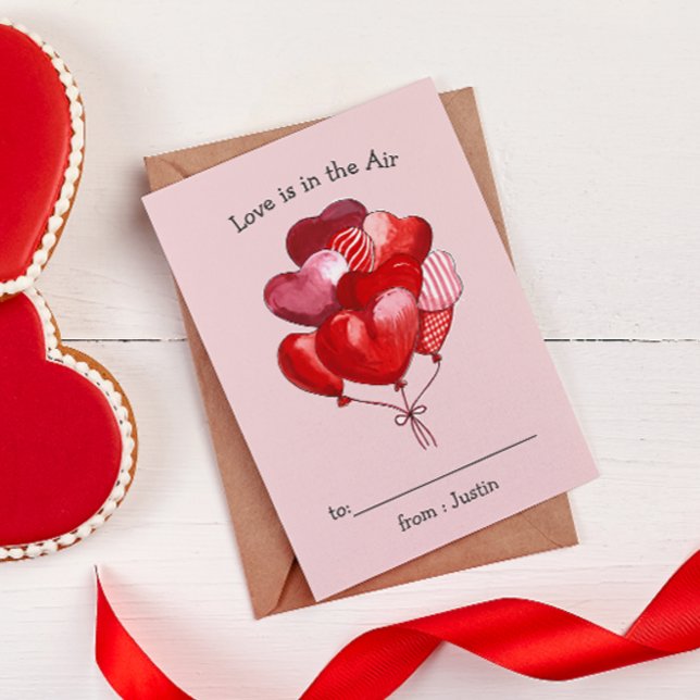 Love is in the Air Heart Balloon KIDS Valentine's Card (Creator Uploaded)