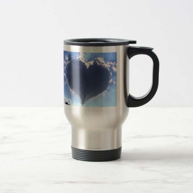 Love is in the Air: Heart Shaped Cloud: Travel Mug (Right)