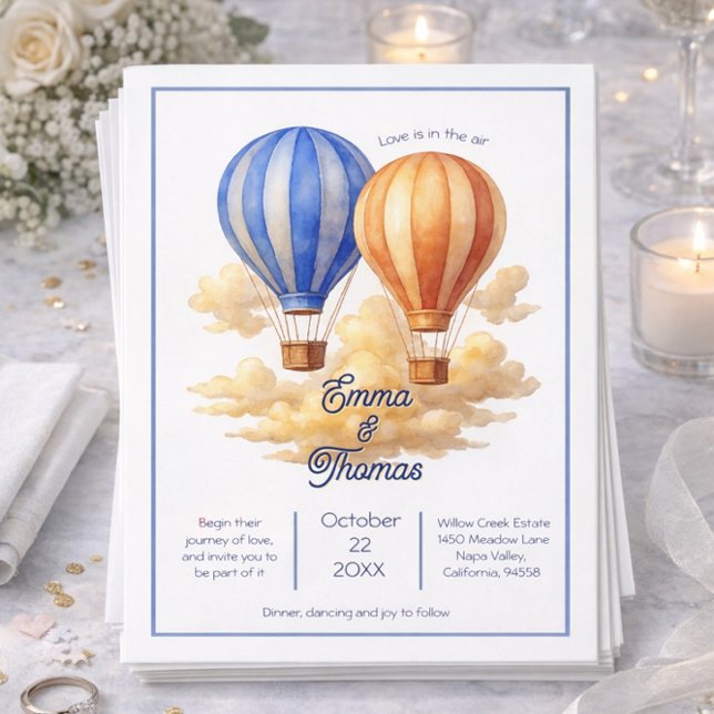Love Is in the Air Hot Air Balloon Travel Wedding  Invitation (Creator Uploaded)