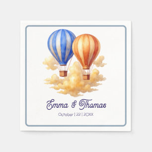 Love Is in the Air Hot Air Balloon Travel Wedding Napkin