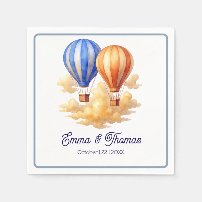 Love Is in the Air Hot Air Balloon Travel Wedding  Napkin (Front)