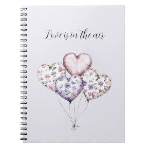 Love is in the air Lavender Purple Heart Balloons Notebook