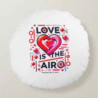 "Love is in the Air | Modern Valentine's Day  Round Cushion