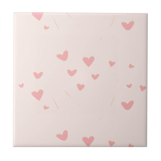 Love is in the air pink hearts ceramic tile (Front)