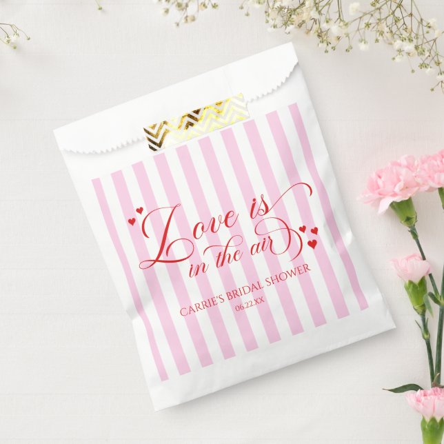 Love Is In The Air Pink Red Hearts Bridal Shower Favour Bag (Sealed)