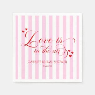 Love Is In The Air Pink Red Hearts Bridal Shower Napkin