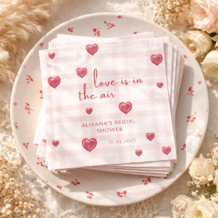 Love Is In The Air Red Hearts Bridal Shower Napkin