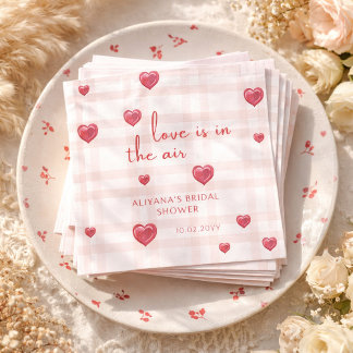 Love Is In The Air Red Hearts Bridal Shower  Napkin