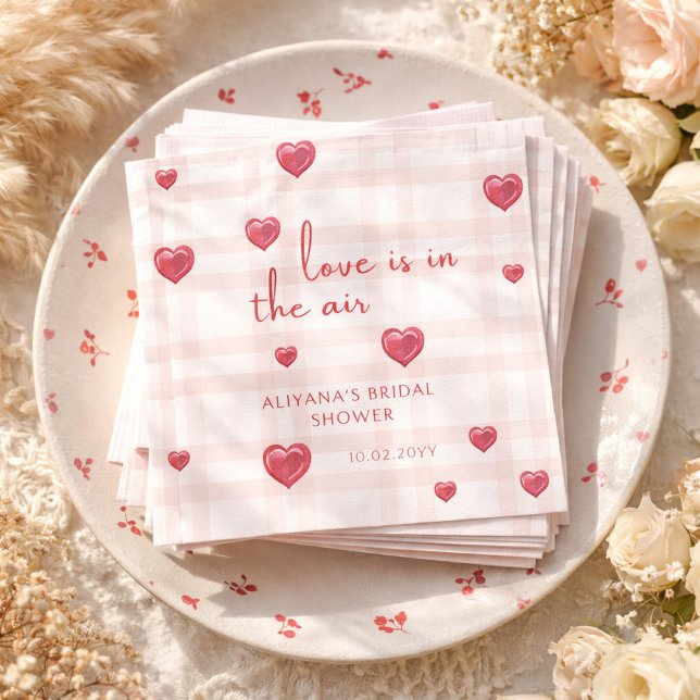 Love Is In The Air Red Hearts Bridal Shower  Napkin (Creator Uploaded)