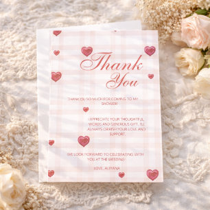 Love Is In The Air Red Hearts Bridal Shower Thank You Card