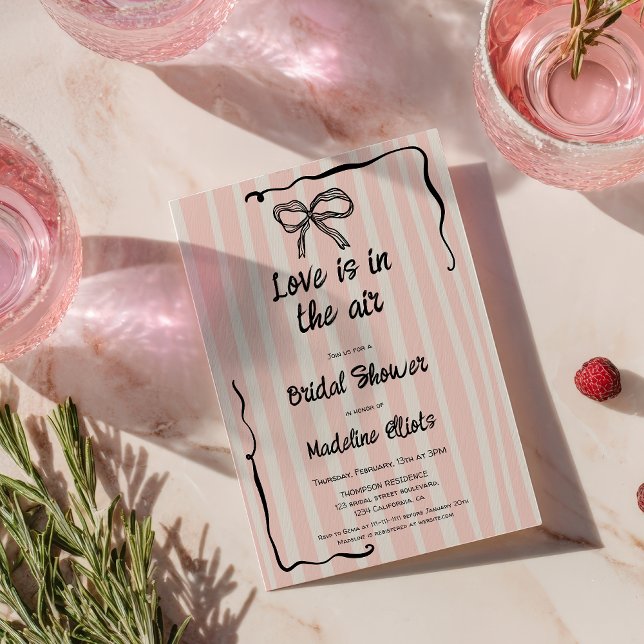 Love Is in the Air Retro Pink Quirky Bridal Shower Invitation (Love Is in the Air Retro Pink Quirky Bridal Shower Invitation)