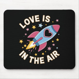 Love Is In The Air Rocket Design Valentine Space L Mouse Pad