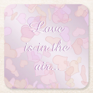 love is in the air square paper coaster